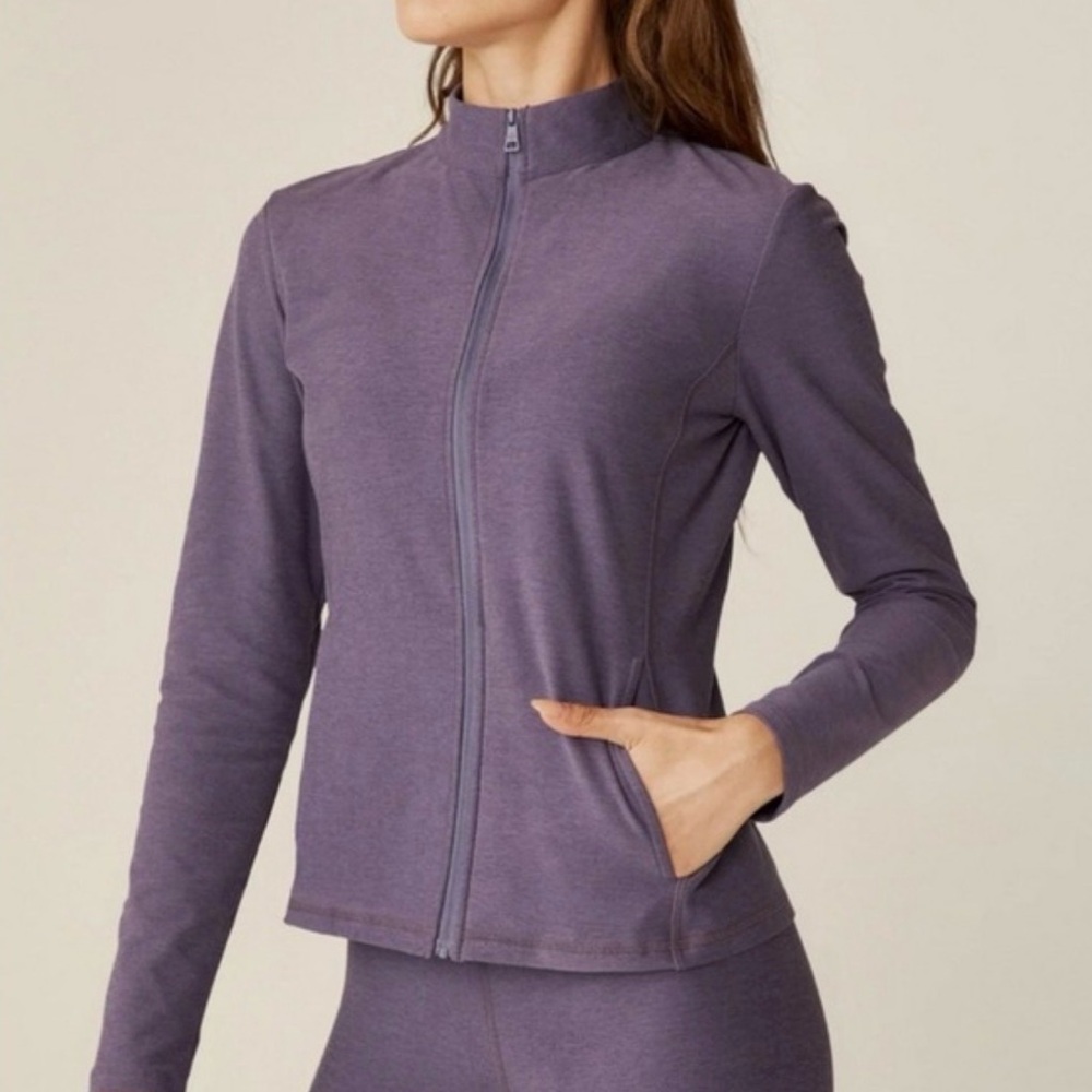 Beyond Yoga Spacedye On The Go Jacket Mock Neck In Purple